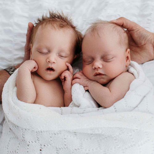 A twin newborn photoshoot near Durham, North East England