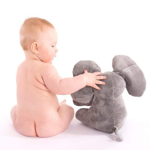 Baby and stuffed toy - baby photoshoot ideas